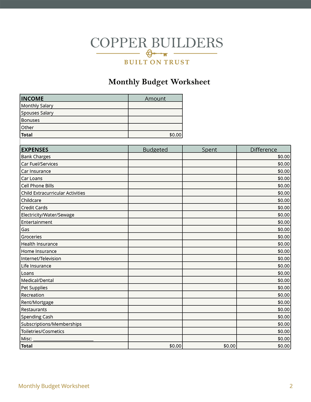 Download Your Monthly Budget Worksheet Today